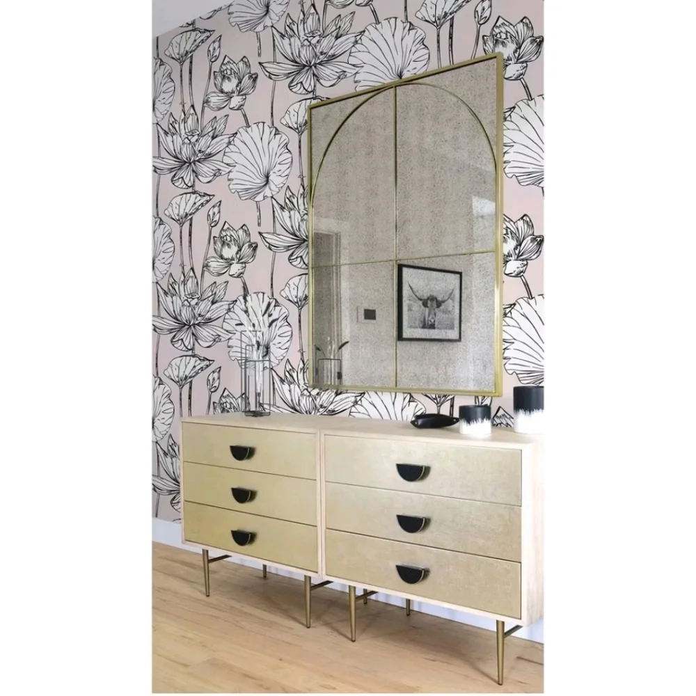 NextWall Lotus Floral Peel and Stick Wallpaper Light Pink